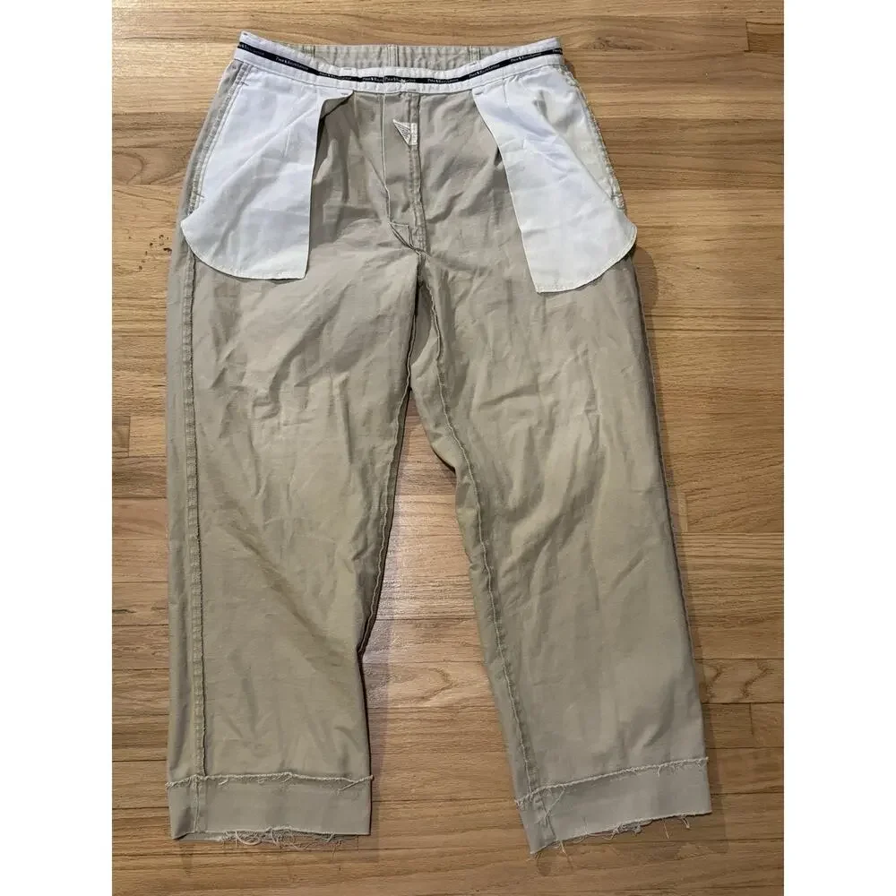Vintage Polo Ralph Lauren Andrew Chino Pants Khaki Pleated Frayed Cropped 34x28